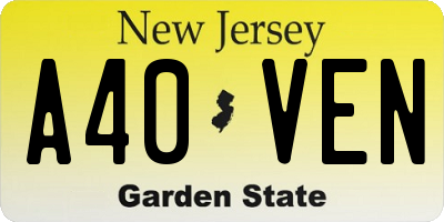 NJ license plate A40VEN