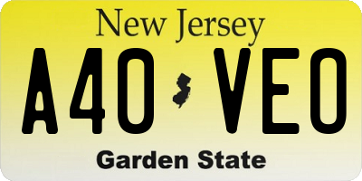 NJ license plate A40VEO