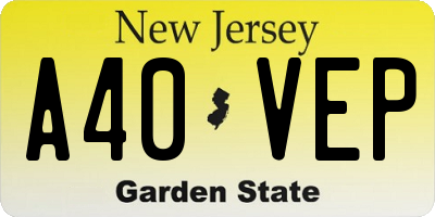 NJ license plate A40VEP