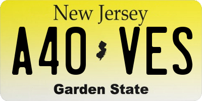 NJ license plate A40VES