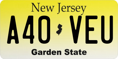 NJ license plate A40VEU