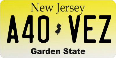 NJ license plate A40VEZ