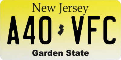 NJ license plate A40VFC