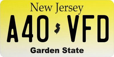 NJ license plate A40VFD