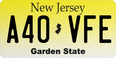 NJ license plate A40VFE