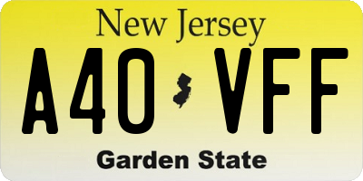 NJ license plate A40VFF