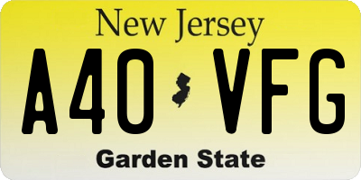 NJ license plate A40VFG
