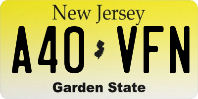NJ license plate A40VFN