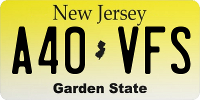 NJ license plate A40VFS