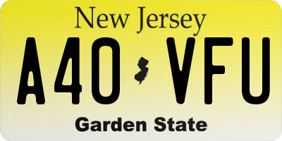 NJ license plate A40VFU