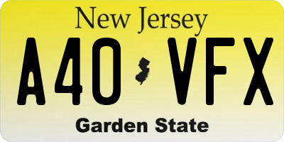 NJ license plate A40VFX