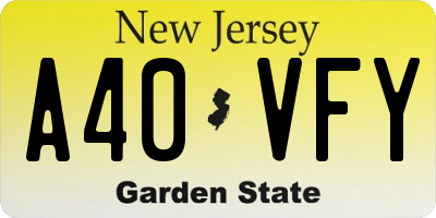 NJ license plate A40VFY