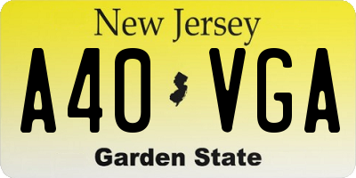 NJ license plate A40VGA