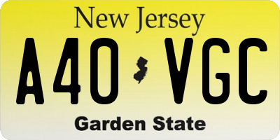 NJ license plate A40VGC