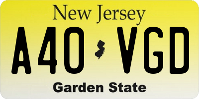 NJ license plate A40VGD