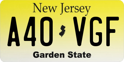 NJ license plate A40VGF