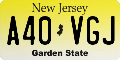 NJ license plate A40VGJ