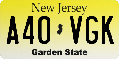 NJ license plate A40VGK