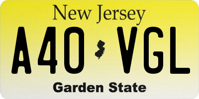 NJ license plate A40VGL