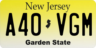NJ license plate A40VGM