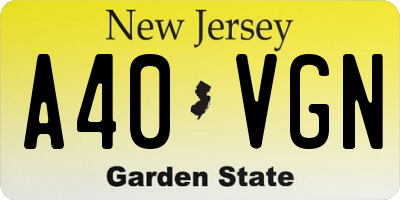 NJ license plate A40VGN