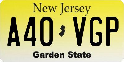 NJ license plate A40VGP
