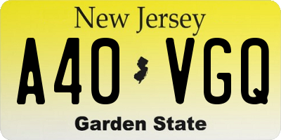 NJ license plate A40VGQ