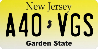 NJ license plate A40VGS