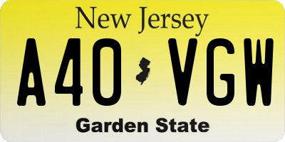 NJ license plate A40VGW