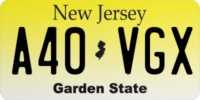 NJ license plate A40VGX
