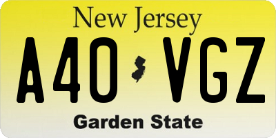 NJ license plate A40VGZ