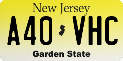 NJ license plate A40VHC