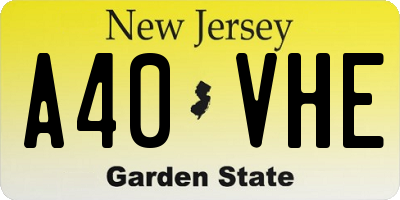 NJ license plate A40VHE