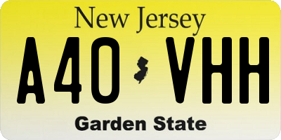 NJ license plate A40VHH