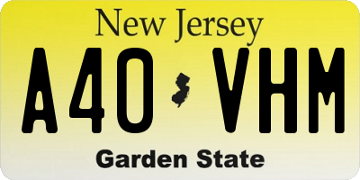NJ license plate A40VHM