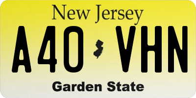 NJ license plate A40VHN