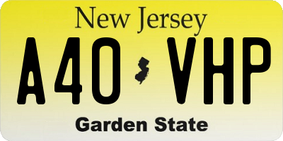 NJ license plate A40VHP