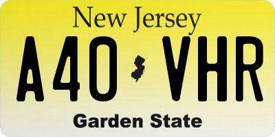 NJ license plate A40VHR