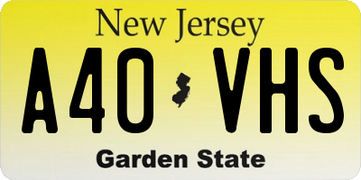 NJ license plate A40VHS