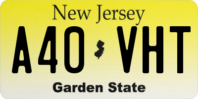 NJ license plate A40VHT