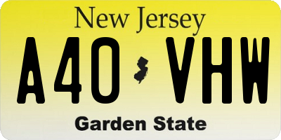 NJ license plate A40VHW