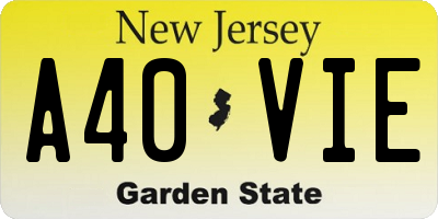 NJ license plate A40VIE