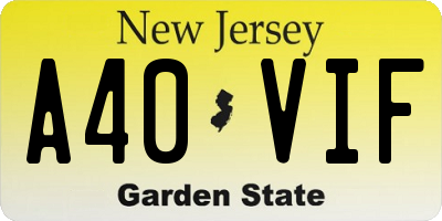 NJ license plate A40VIF