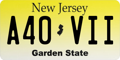 NJ license plate A40VII