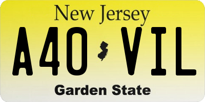 NJ license plate A40VIL