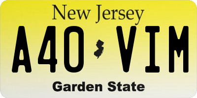 NJ license plate A40VIM