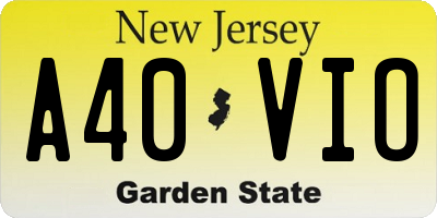 NJ license plate A40VIO