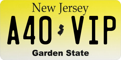 NJ license plate A40VIP