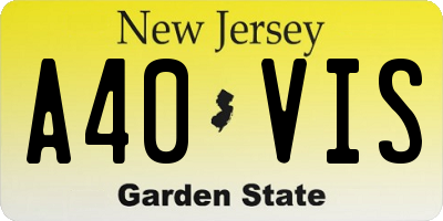 NJ license plate A40VIS