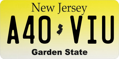 NJ license plate A40VIU